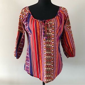 Women’s Tyler Boe Multi coloured scoop neck blouse top size 8